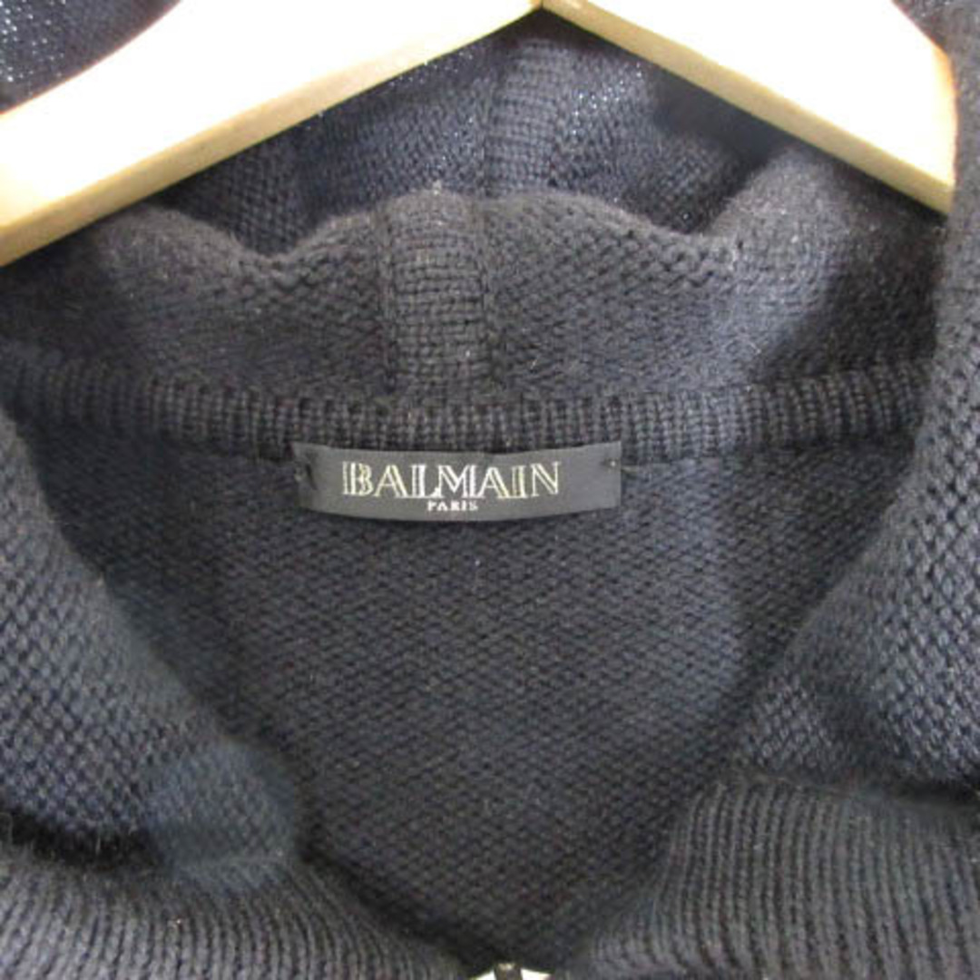 BALMAIN(バルマン)のバルマン ニット パーカー ジャケット ジップアップ ボーダー ブラック S メンズのトップス(パーカー)の商品写真