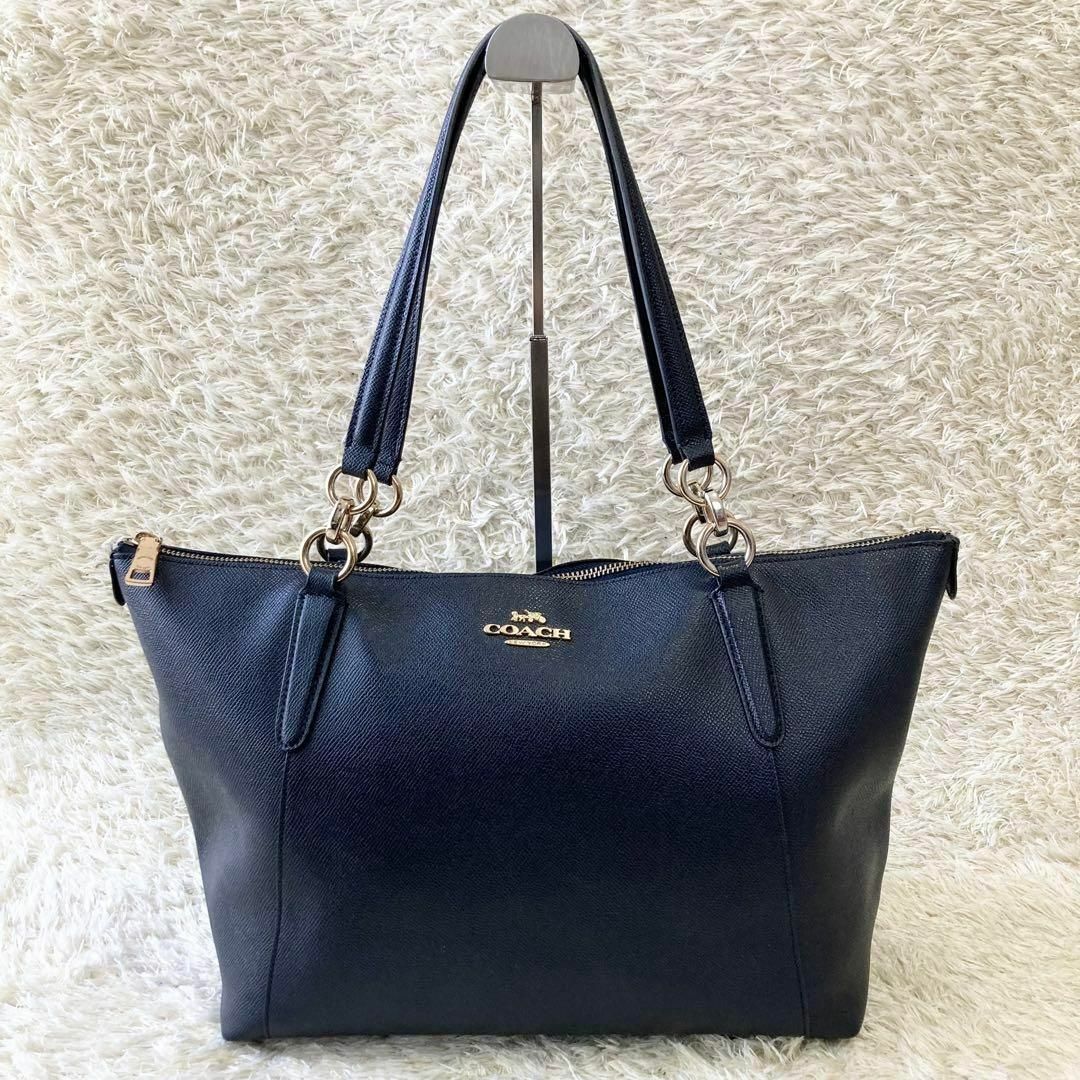 COACH - 美品 コーチ トートバッグ ネイビー A4収納可 レザー 通勤 ...