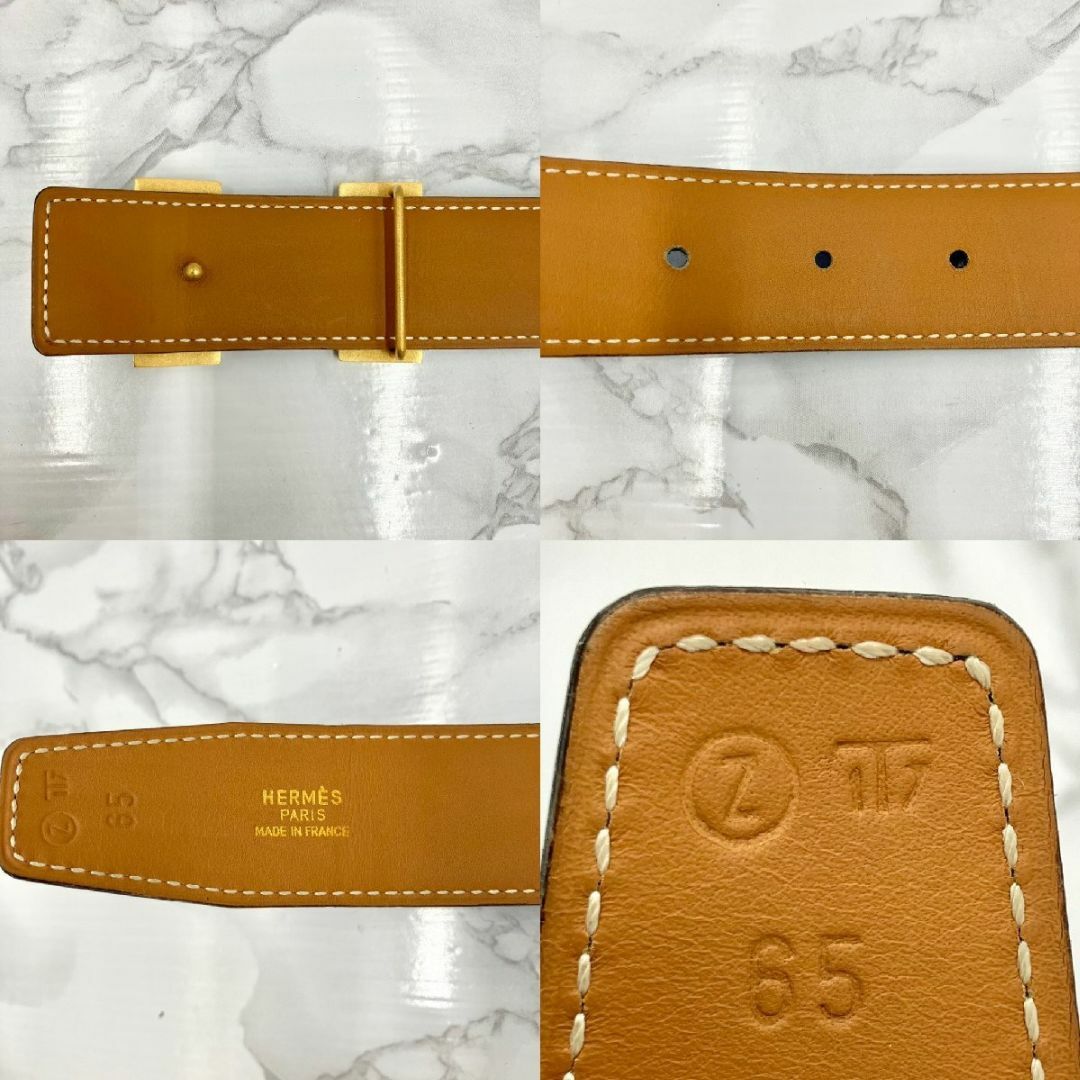 エルメス H ベルト ブルー レディース メンズ ファッション ゴールド