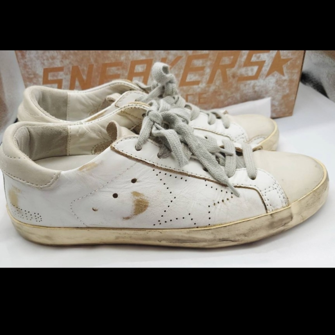 GOLDEN GOOSE ゴールデン グース Super-Star ヴィンテージ加工ローカットスニーカー ホワイト 37