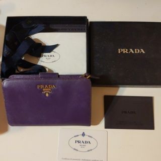 プラダ(PRADA)のPRADA　サフィアーノ 二つ折り財布（パープル）(財布)