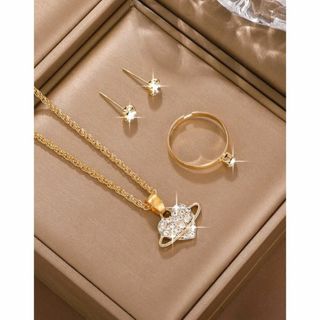 4個/セット レディース ハート & スターデザイン ラインストーン ジュエリー(ブレスレット/バングル)