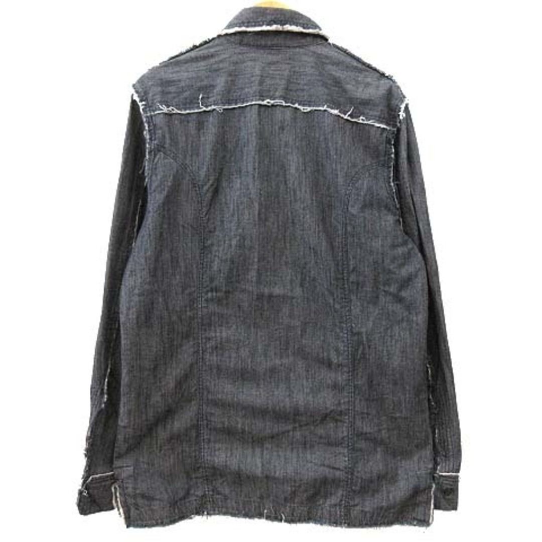 DIESEL(ディーゼル)のDIESEL デニムシャツ 長袖 カットオフ フリンジ 胸ポケット M ネイビー メンズのトップス(シャツ)の商品写真