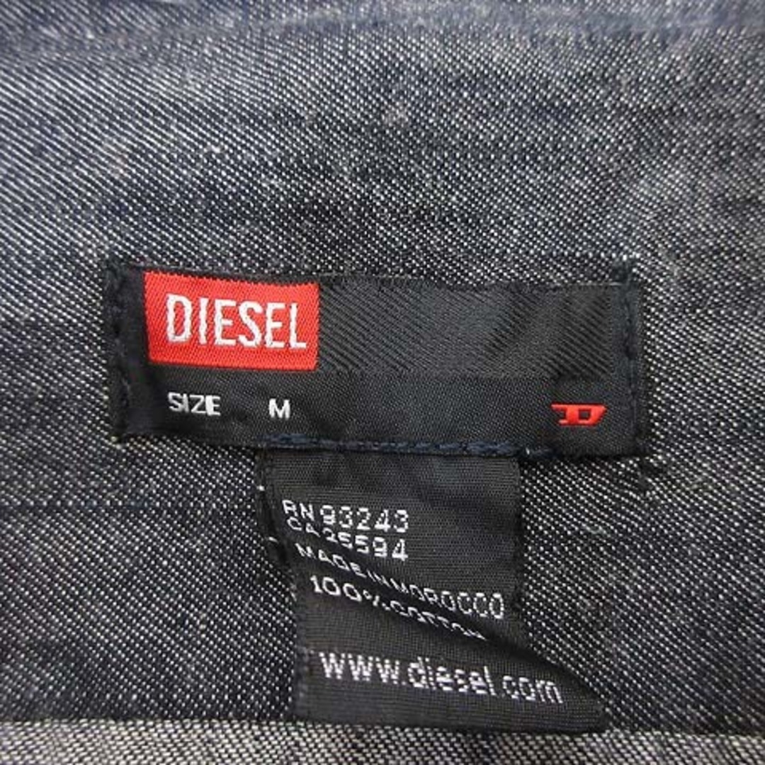 DIESEL(ディーゼル)のDIESEL デニムシャツ 長袖 カットオフ フリンジ 胸ポケット M ネイビー メンズのトップス(シャツ)の商品写真