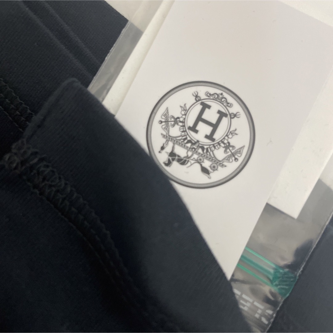 エルメス トップス ボルデュック・チェック シルク レディースサイズ34 HERMES 七分袖 Tシャツ カットソー 黒