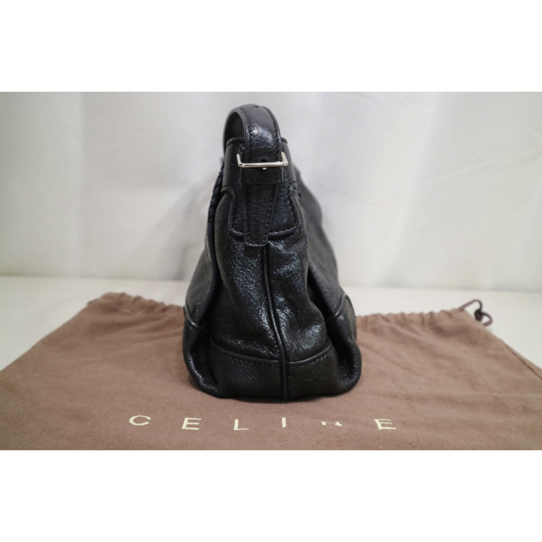 CELINE セリーヌ　黒革　ショルダーバッグ　ブラック　レザー