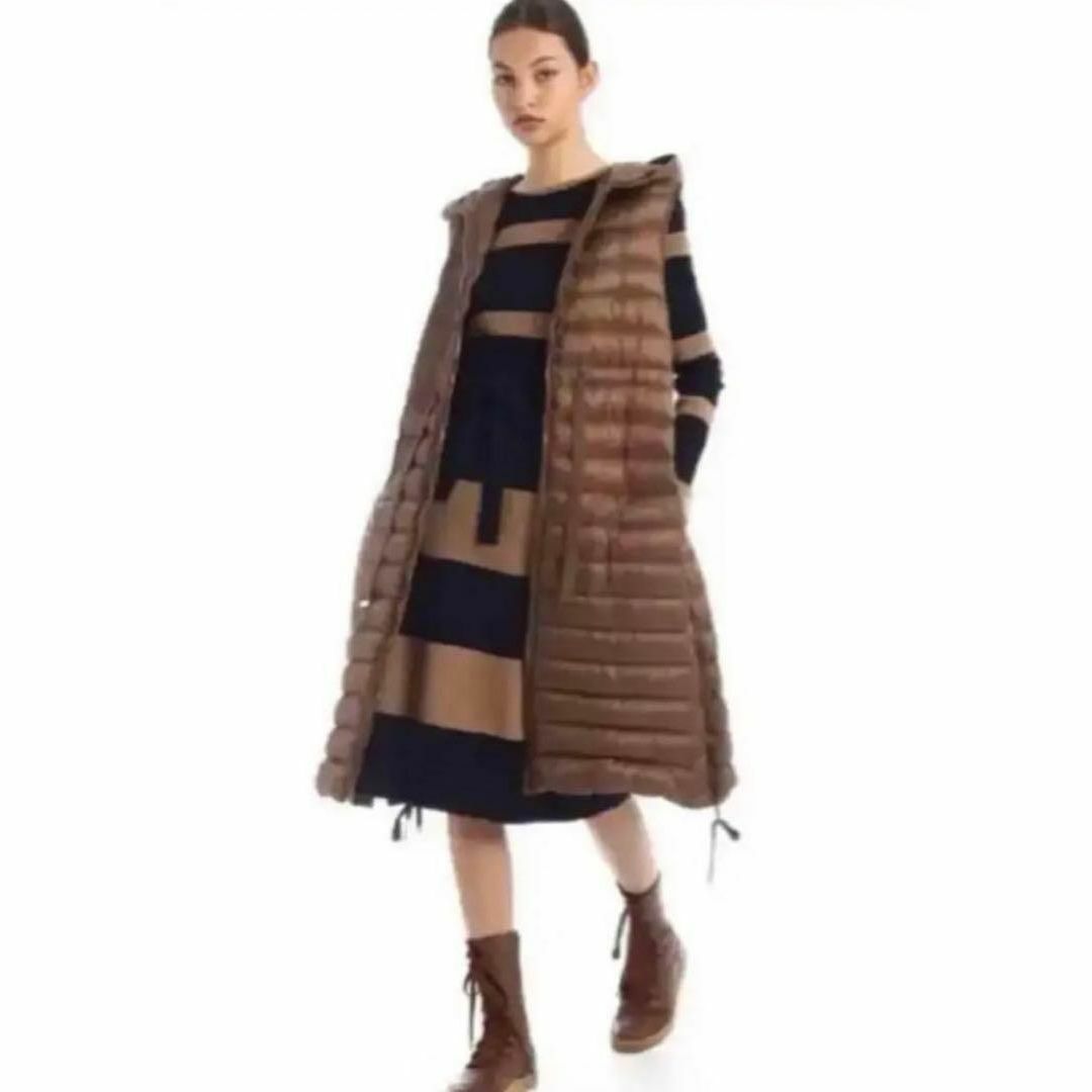 【希少カラー】MaxMara ロゴジップ ファー 取り外し可能 ダウンベスト