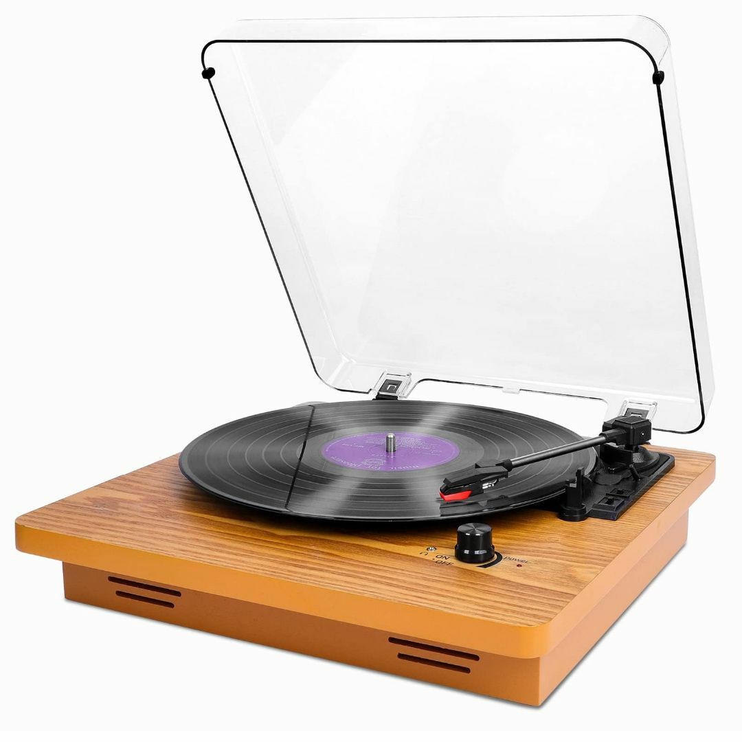 WAVOTIQ レコードプレーヤー スピーカー内蔵 RCA/AUX/イヤホン端子-
