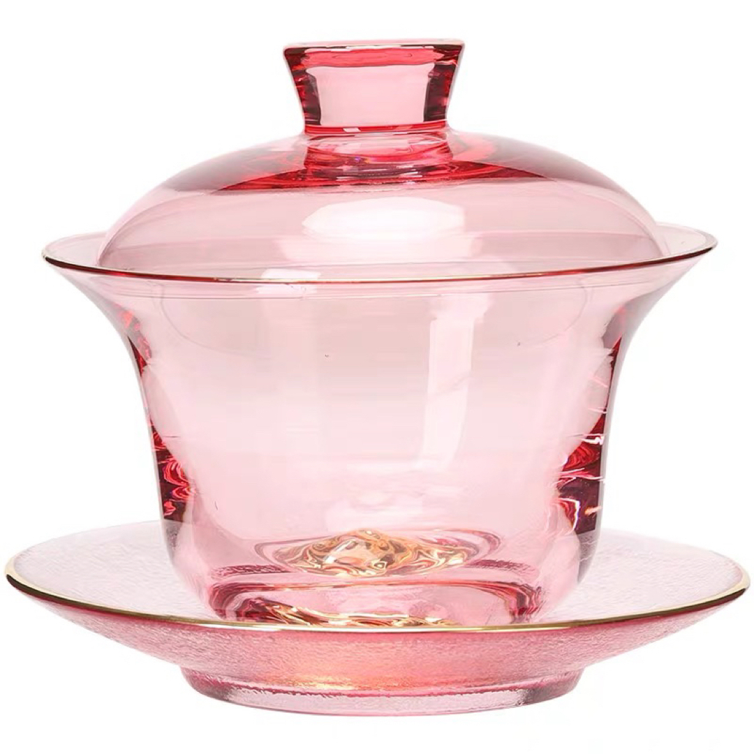 蓋碗　茶杯セット 耐熱ガラス製の中国茶器 1客200ml材質