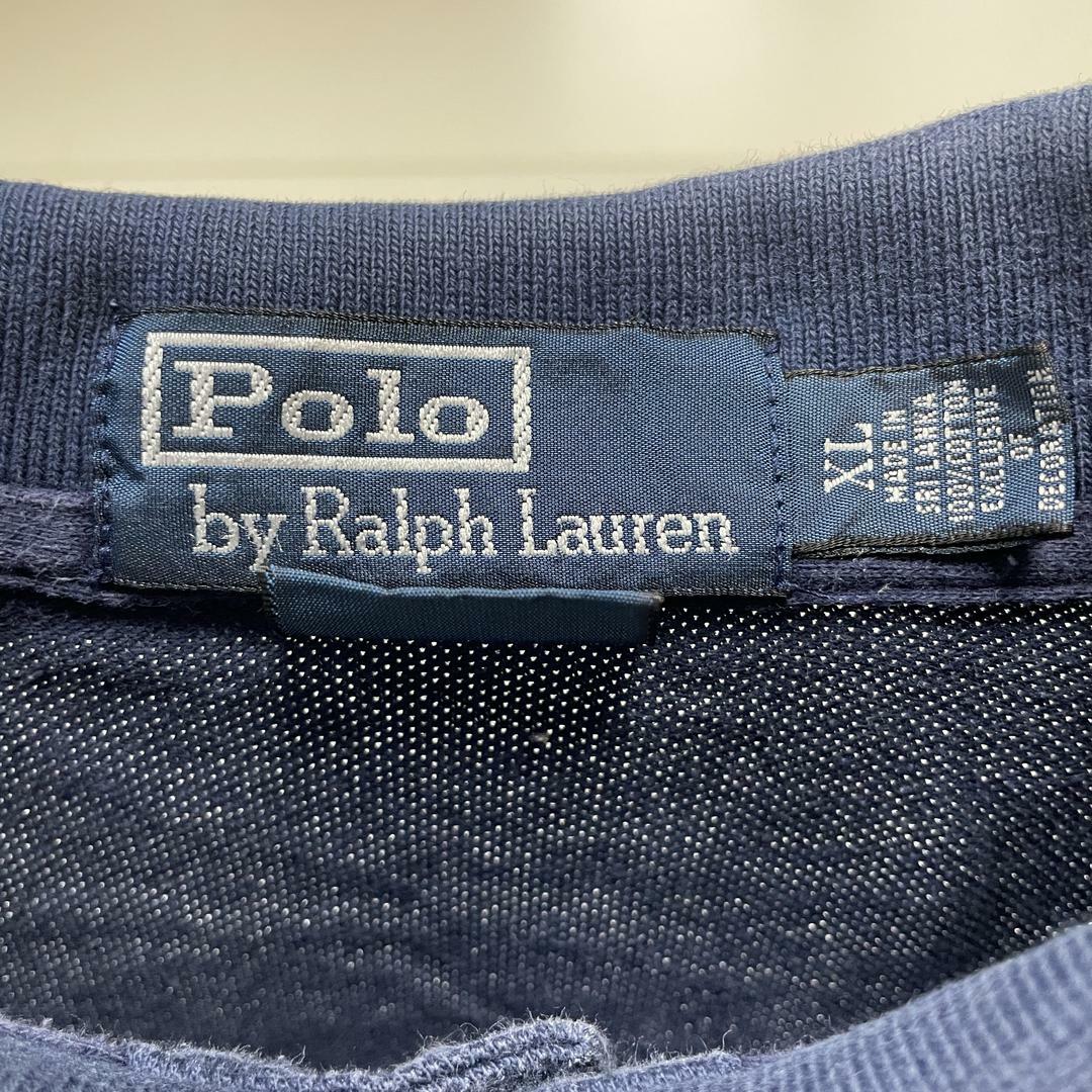 POLO RALPH LAUREN(ポロラルフローレン)のポロラルフローレン 長袖ポロシャツ エンブレム刺繍 ネイビー XL 古着 メンズのトップス(ポロシャツ)の商品写真