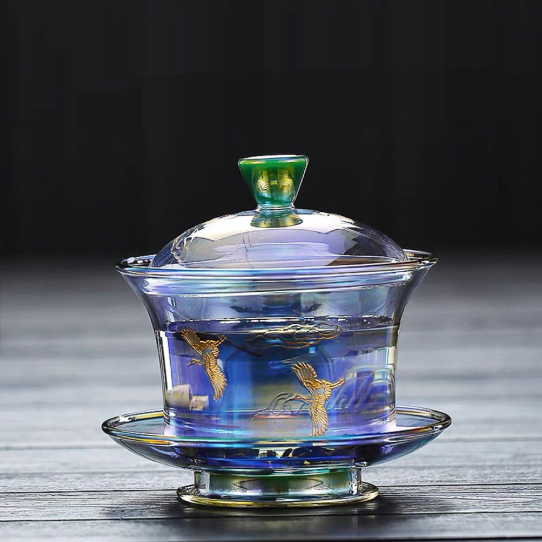 高級 蓋碗　茶杯セット おしゃれ　耐熱ガラス製の中国茶器 1客 インテリア/住まい/日用品のキッチン/食器(食器)の商品写真