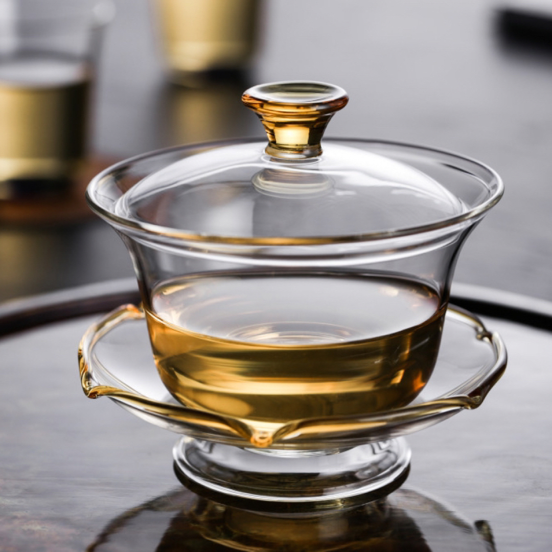 蓋碗 茶杯セット 耐熱ガラス製の中国茶器 1客