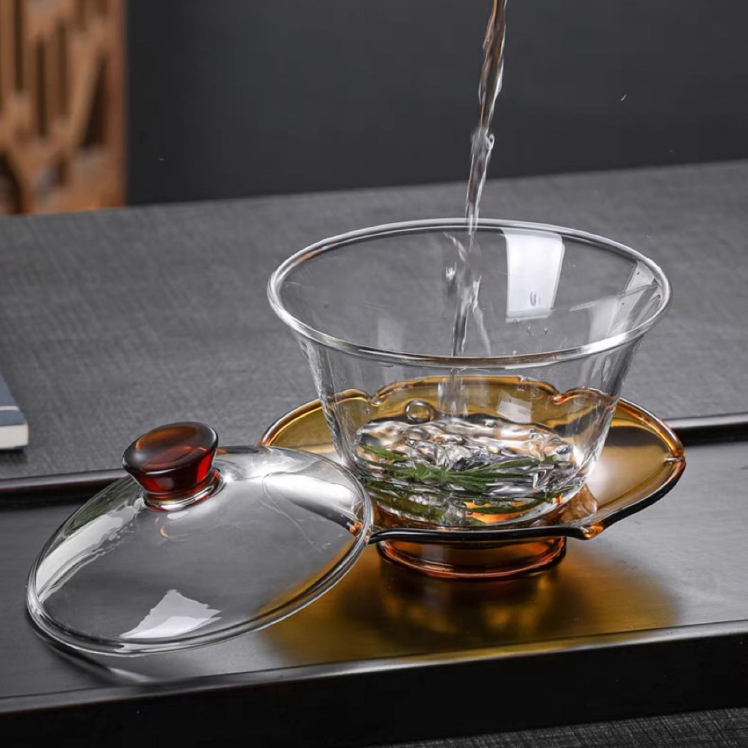 蓋碗　茶杯セット 耐熱ガラス製の中国茶器 1客