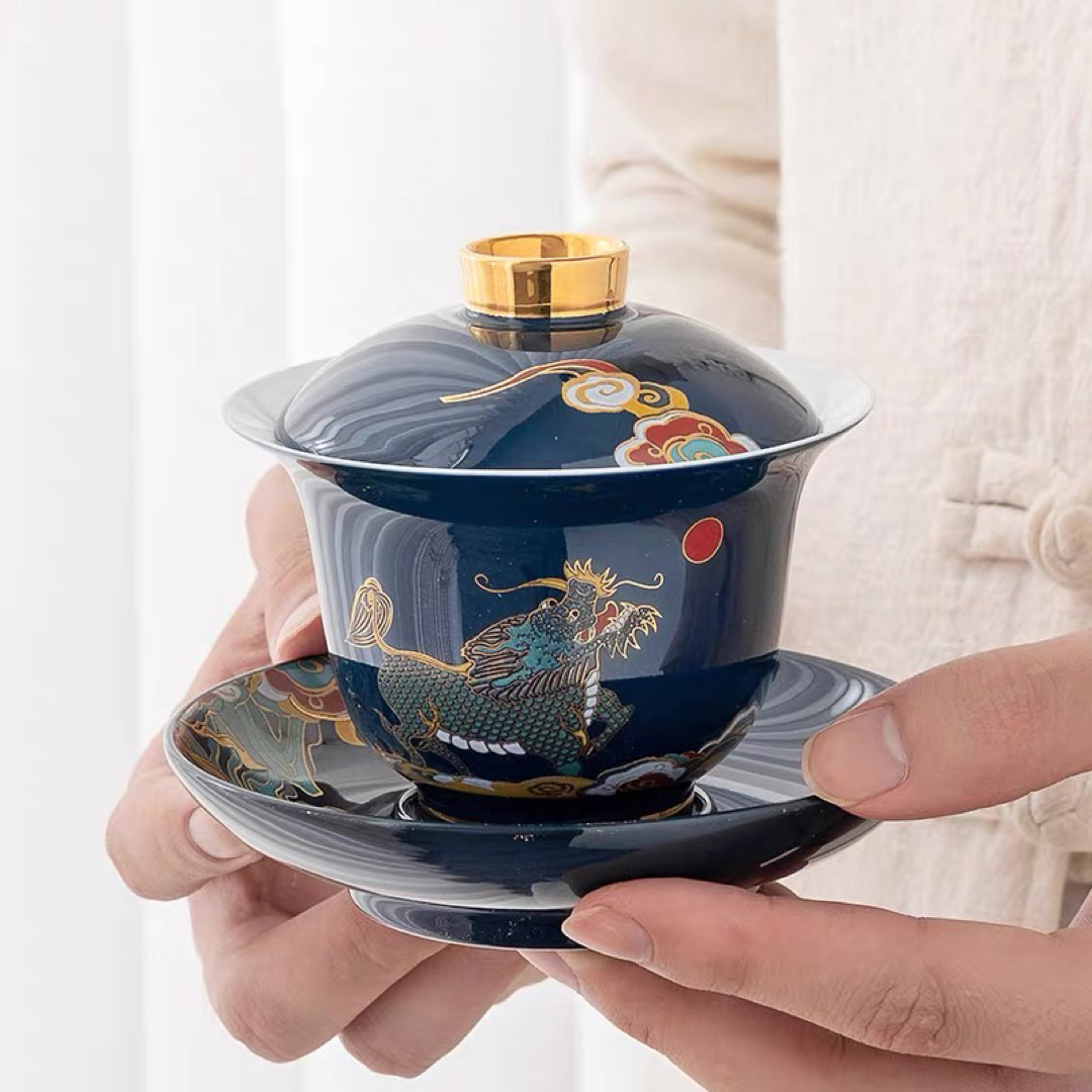 高級 蓋碗　茶杯セット おしゃれ　耐熱磁陶器製の中国茶器 1客