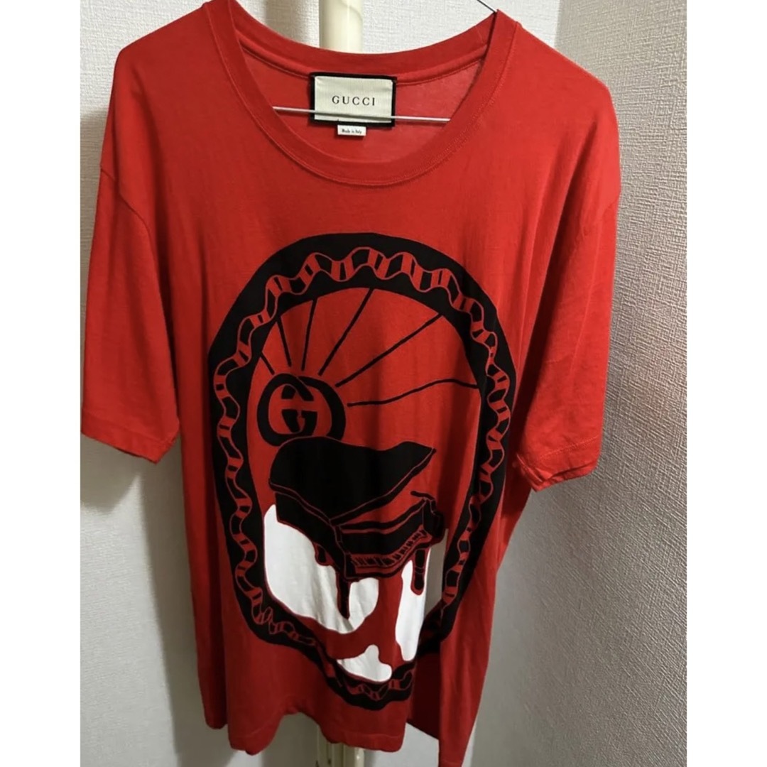 Gucci(グッチ)の美品 GUCCI グッチ オーバーサイズ Tシャツ 半袖 レッド Sサイズ メンズのトップス(Tシャツ/カットソー(半袖/袖なし))の商品写真