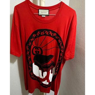 グッチ(Gucci)の美品 GUCCI グッチ オーバーサイズ Tシャツ 半袖 レッド Sサイズ(Tシャツ/カットソー(半袖/袖なし))