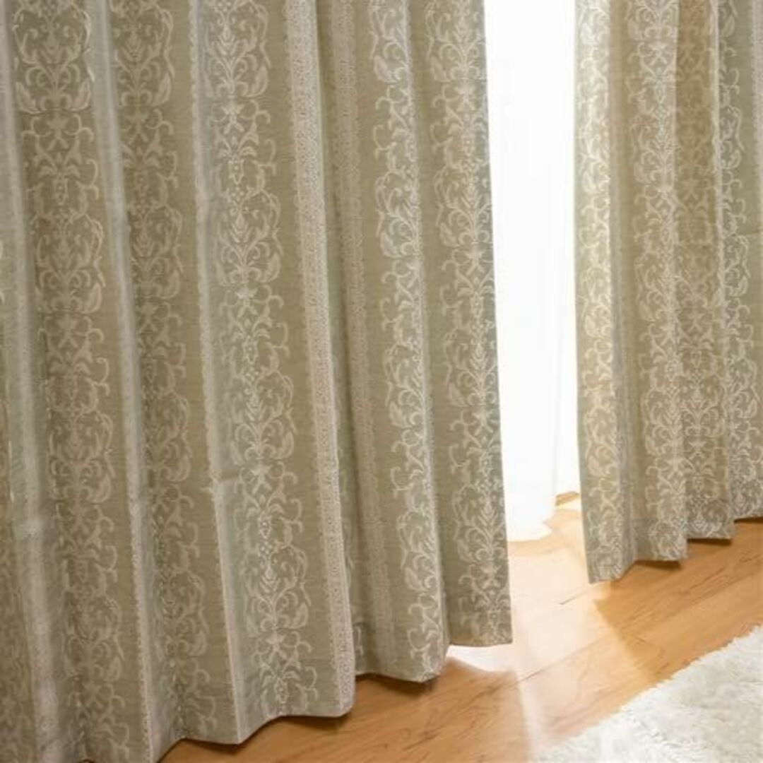 561％保温ベルーナ(BELLUNA) カーテン 厚地 柄カーテン ジャガード織りカーテン