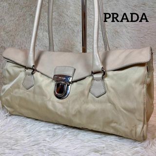 PRADA プラダナイロントートバッグ三角ロゴアイボリー