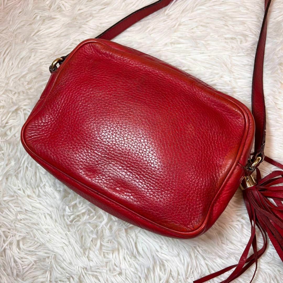 美品✨GUCCI インターロッキング ショルダー フリンジ ソーホー 赤 レザー