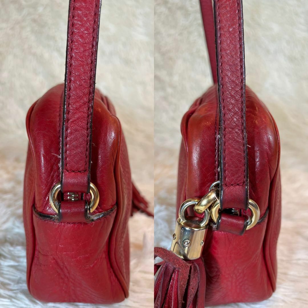 美品✨GUCCI インターロッキング ショルダー フリンジ ソーホー 赤 レザー