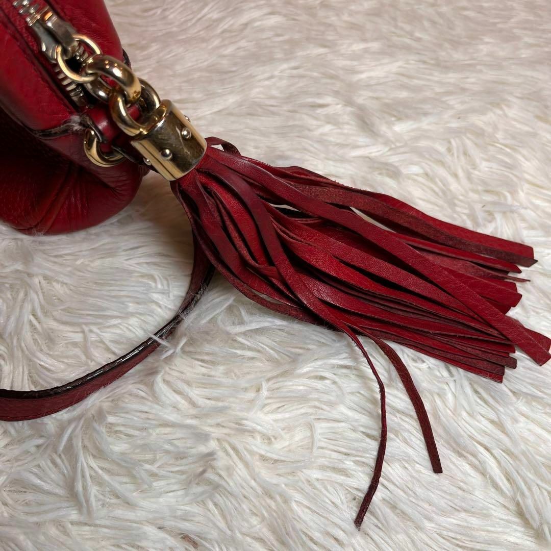 美品✨GUCCI インターロッキング ショルダー フリンジ ソーホー 赤 レザー
