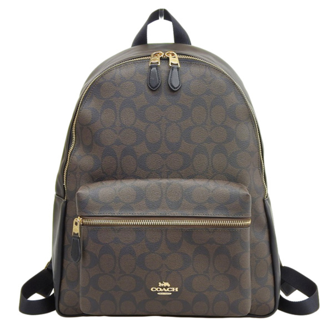 【中古】COACH コーチ レザー シグネチャー リュックサック バックパック F58314 ブラウン/ブラック gy | フリマアプリ ラクマ