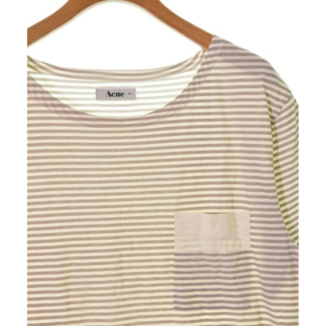 ACNE(アクネ)のAcne アクネ Tシャツ・カットソー XS アイボリーx茶(ボーダー) 【古着】【中古】 レディースのトップス(カットソー(半袖/袖なし))の商品写真