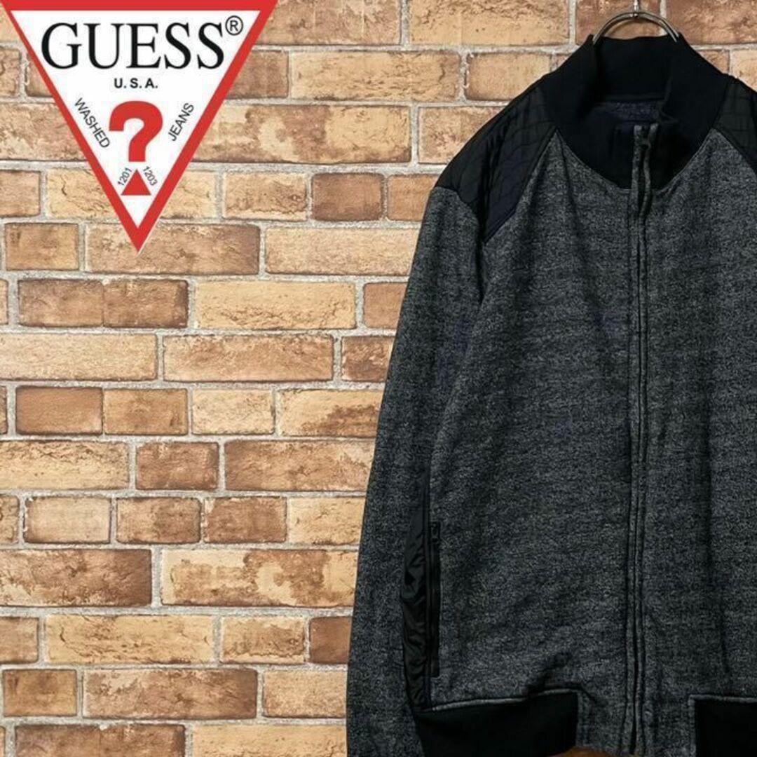 GUESS GUESS ゲス スウェット ジップアップ 霜降り ナイロン切り返し レア Lの通販 by ☆古着shop  エルア2☆コメント必須☆フォロー割引あり☆｜ゲスならラクマ