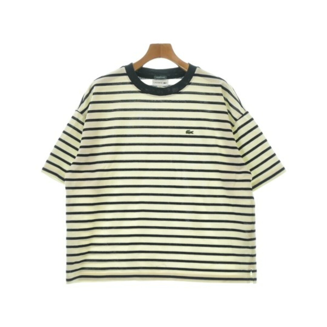 LACOSTE ラコステ Tシャツ・カットソー 1(XS位) 白x黒(ボーダー)