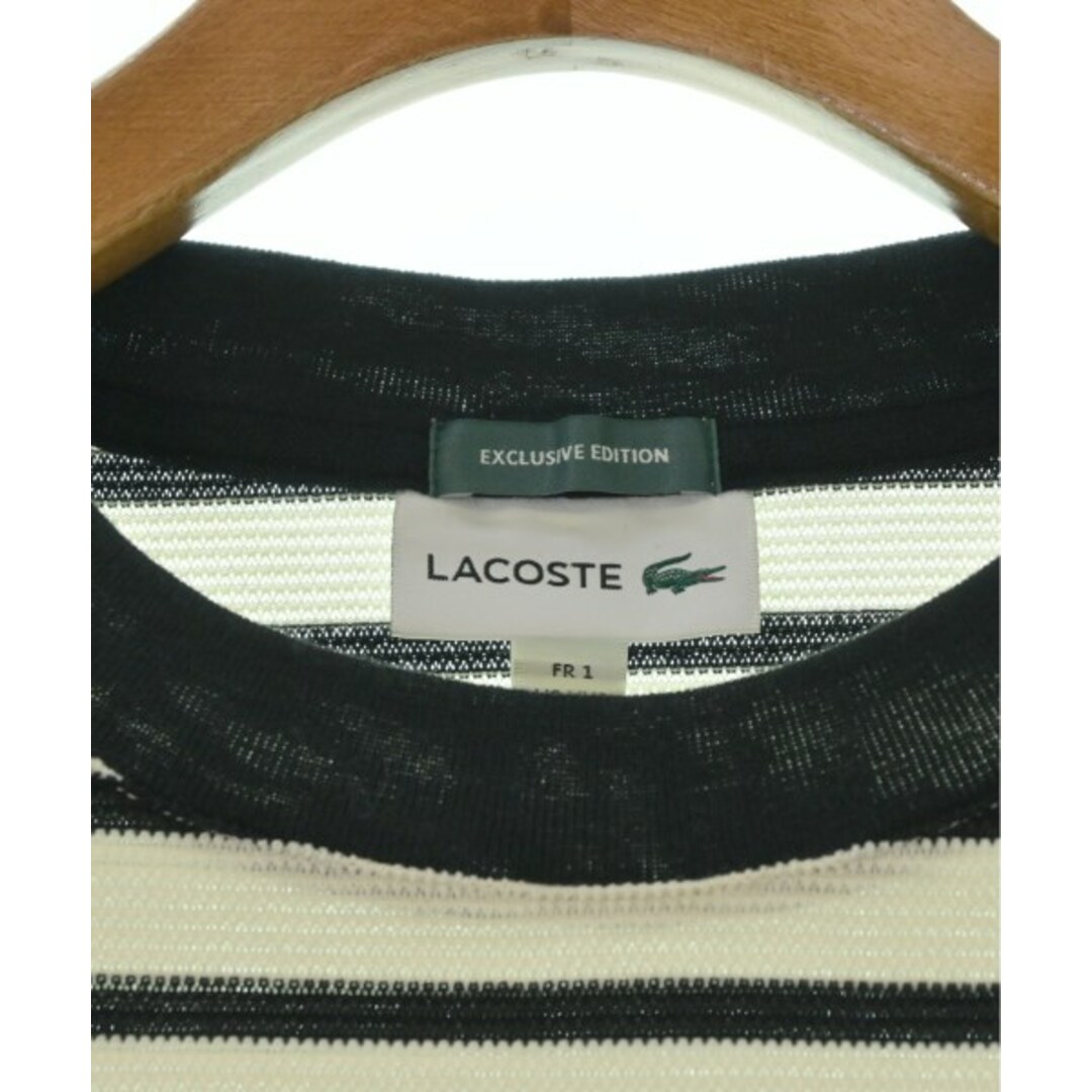 LACOSTE ラコステ Tシャツ・カットソー 1(XS位) 白x黒(ボーダー)