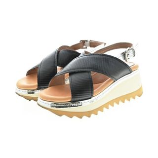 STACCATO - STACCATO サンダル 22cm 黒xシルバーxベージュ系等(総柄