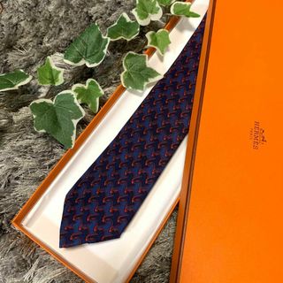 エルメス(Hermes)のエルメス ネクタイ ネイビー系 メンズ 美品 シルク(ネクタイ)