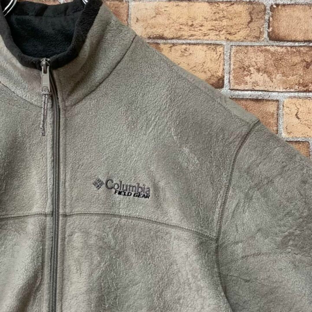 コロンビア フリースジャケット アウトドア 刺繍ロゴ グレー ジップ