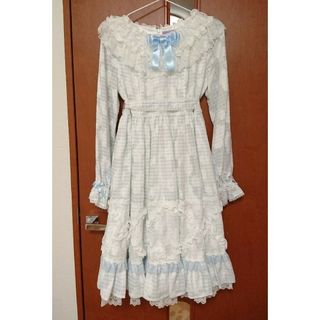 アンジェリックプリティー(Angelic Pretty)のAngelic pretty blooming lady ワンピース 長袖 水色(ひざ丈ワンピース)