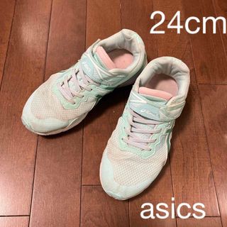 アシックス(asics)のアシックス asics スニーカー 運動靴 エメラルドグリーン 24.0(スニーカー)