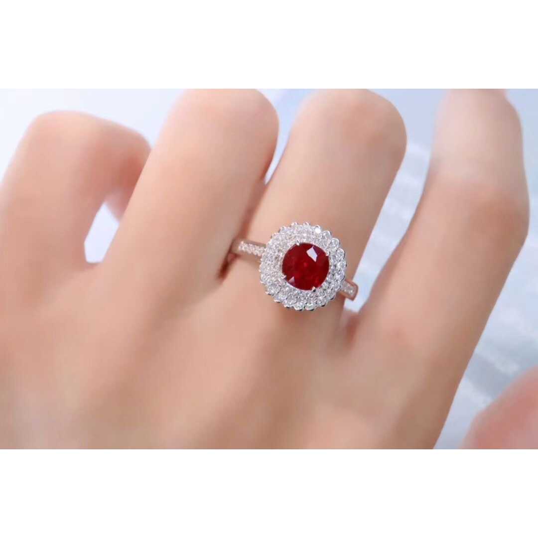 天然 ルビー ダイヤモンド リング 1ct k18 ^ - リング(指輪)