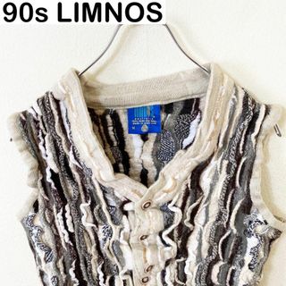 オーストラリア製　90s LIMNOS 3Dニット　ベスト　古着　ヴィンテージ(ジャケット/上着)