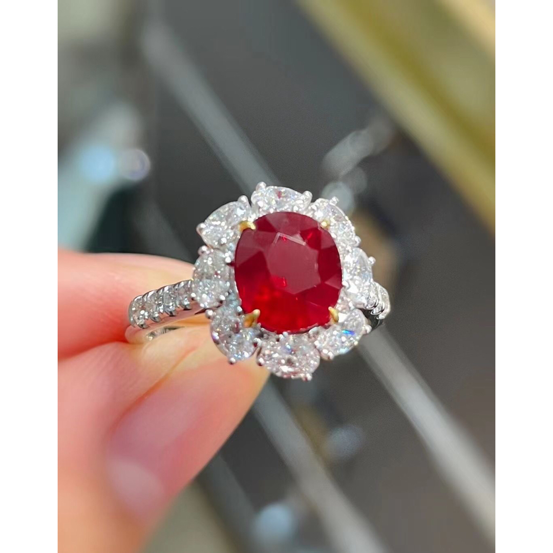 ネックレス天然 ルビー ダイヤモンド リング 1.45ct k18 ¥