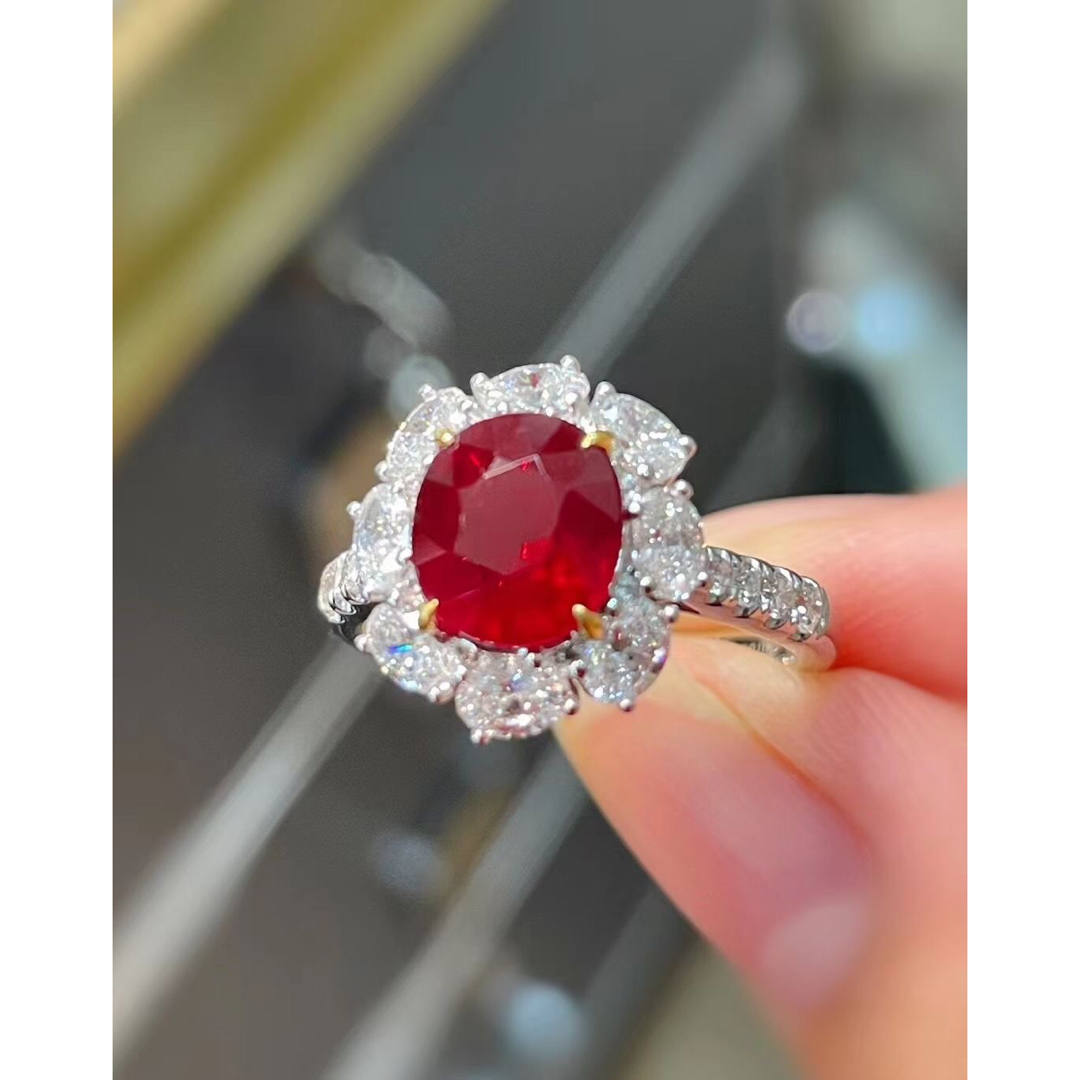 ネックレス天然 ルビー ダイヤモンド リング 1.45ct k18 ¥