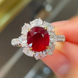 天然 ルビー ダイヤモンド リング 2.52ct k18 ¥(リング(指輪))