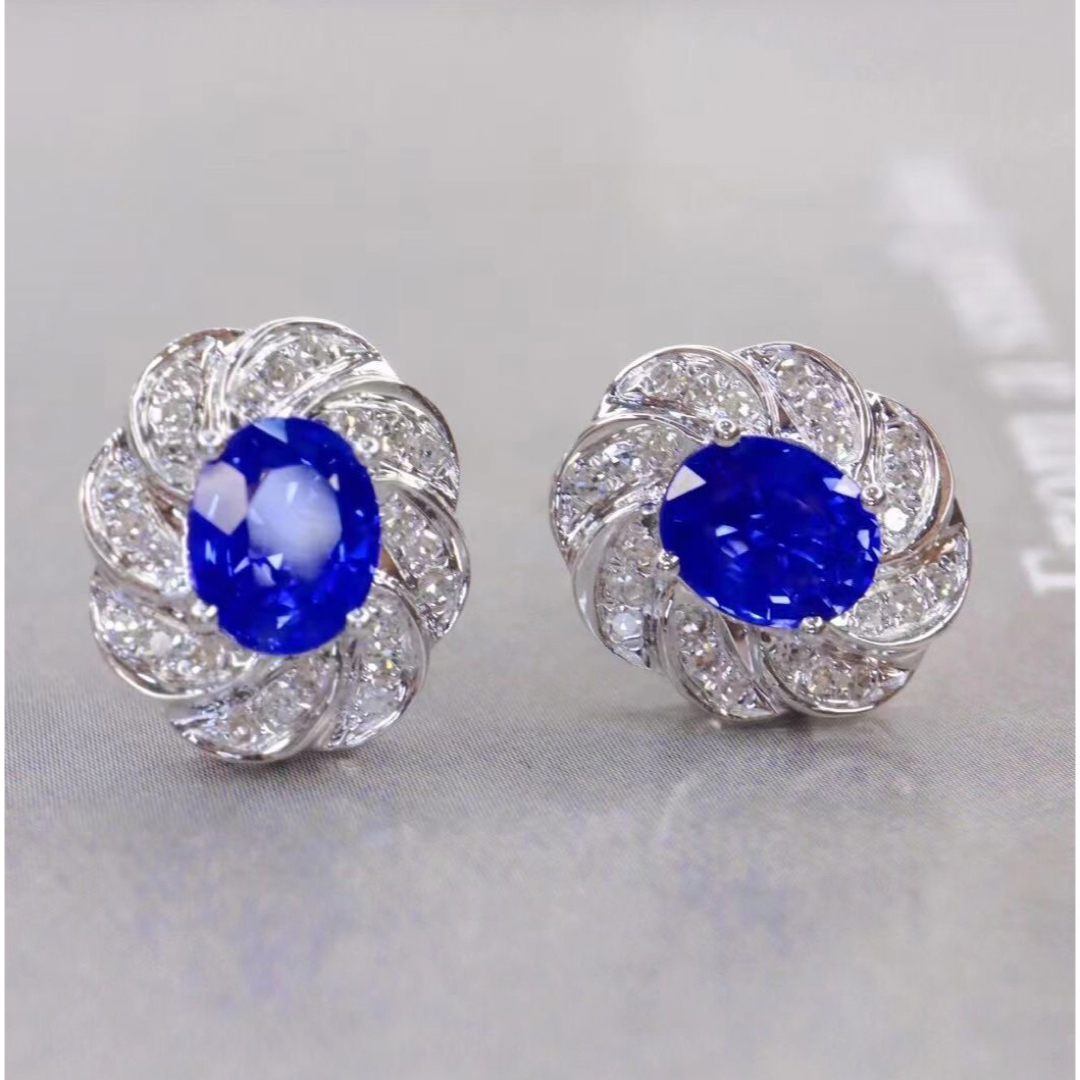 天然 ロイヤル ブルーサファイア ダイヤ ピアス1.08ct k18 f 天然 ロイヤル ブルーサファイア ダイヤ ピアス1.08ct k18 f