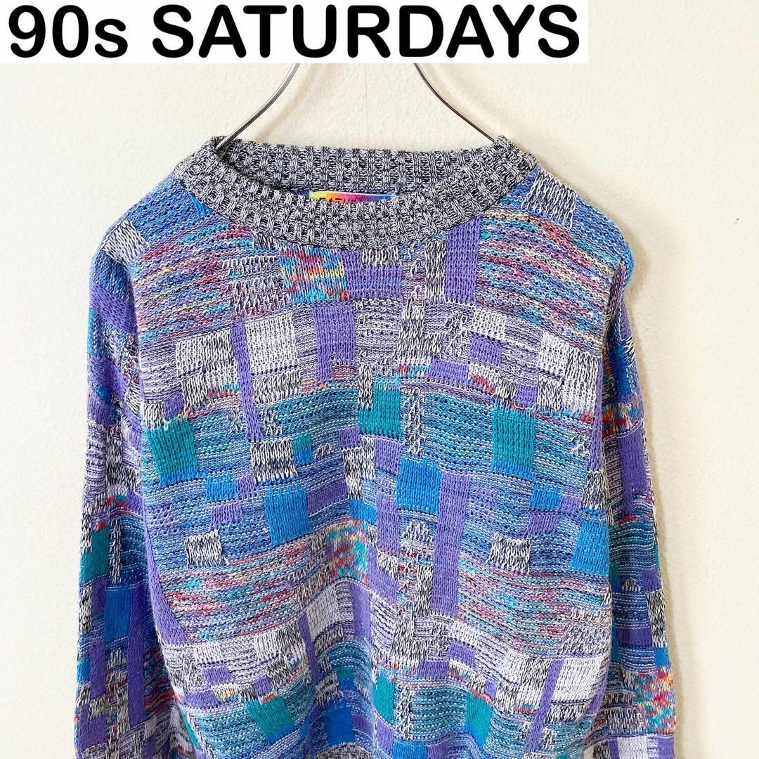 90s SATURDAYS Vintage 総柄　ニット　セーター