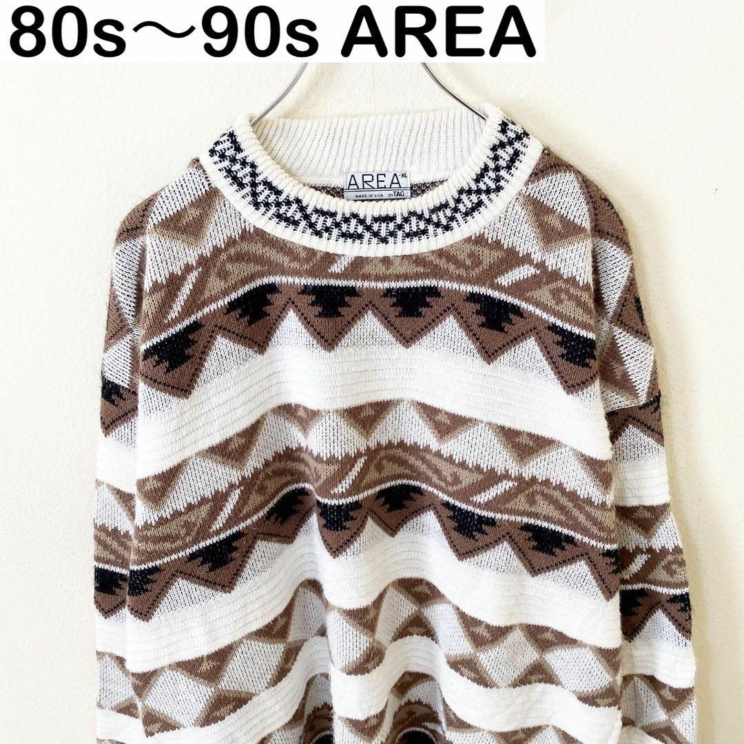 USA製 80s〜90s AREA Vintage 総柄 ニット ヴィンテージ-