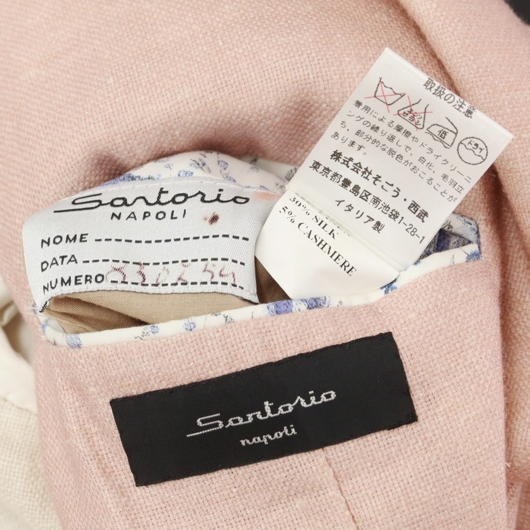 サルトリオ Sartorio リネンシルク 2B テーラードジャケット ピンク【サイズ46】【メンズ】コットン100％袖裏地
