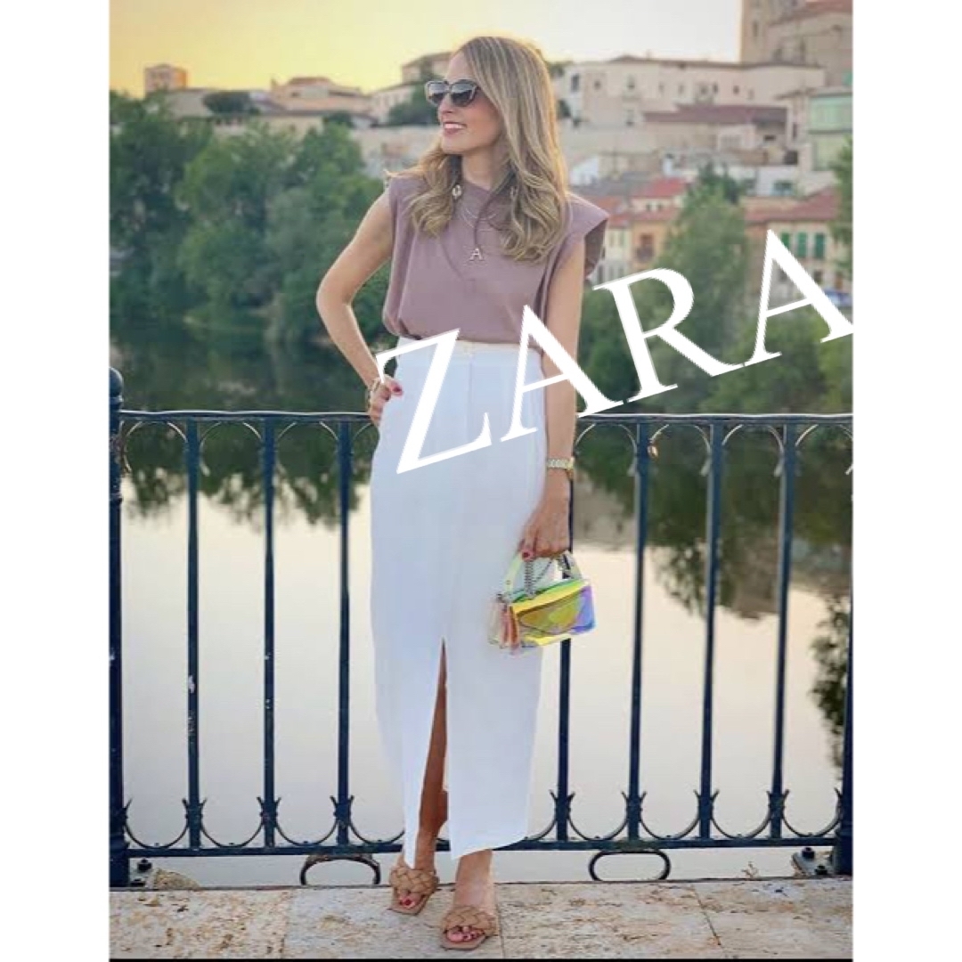 ZARA(ザラ)の美品　ZARA ザラ　ロングスカート　スカート　リネン　白　人気　完売 レディースのスカート(ロングスカート)の商品写真