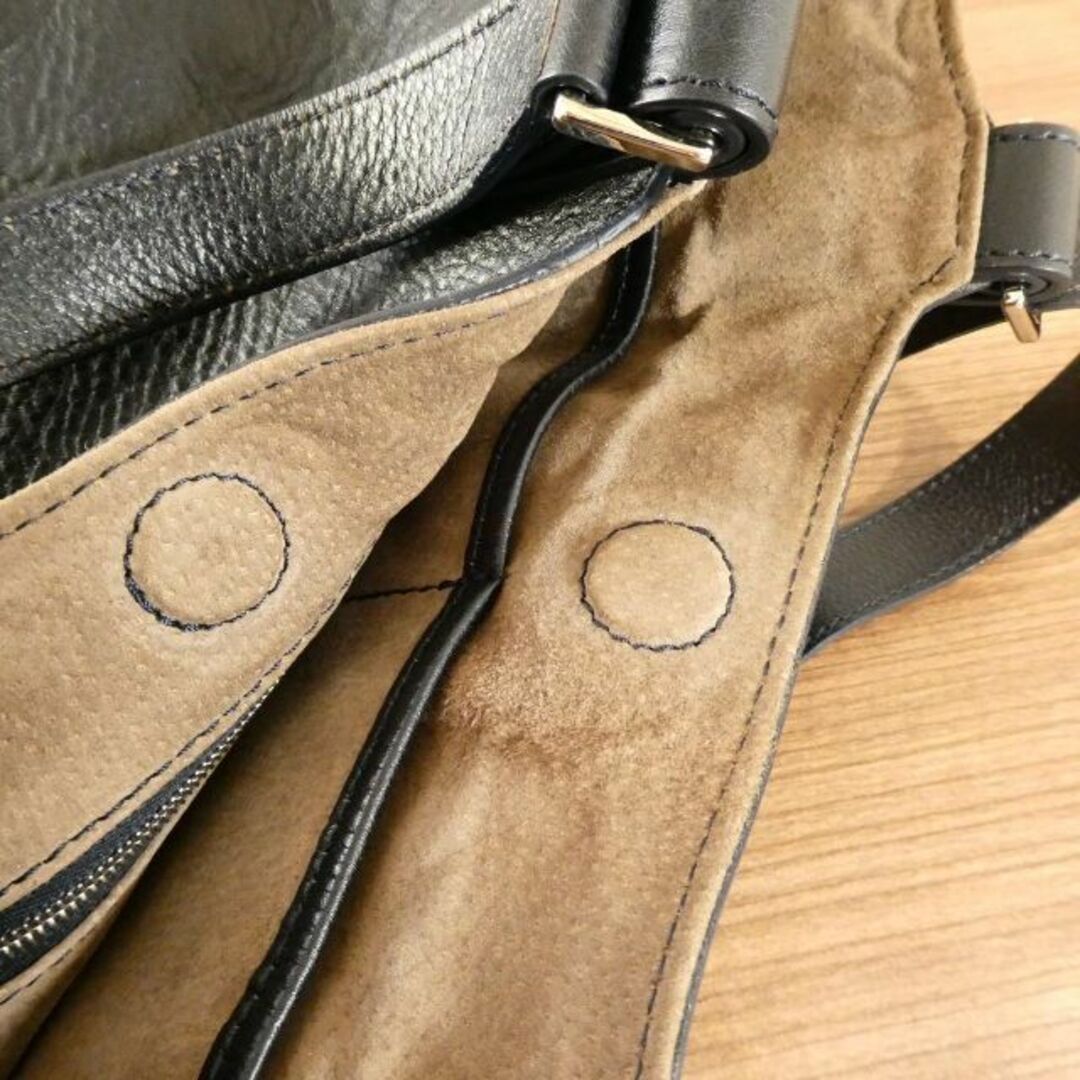 美品 ヒロフ ロゴ シボレザー セミショルダー ハンドバッグ トート