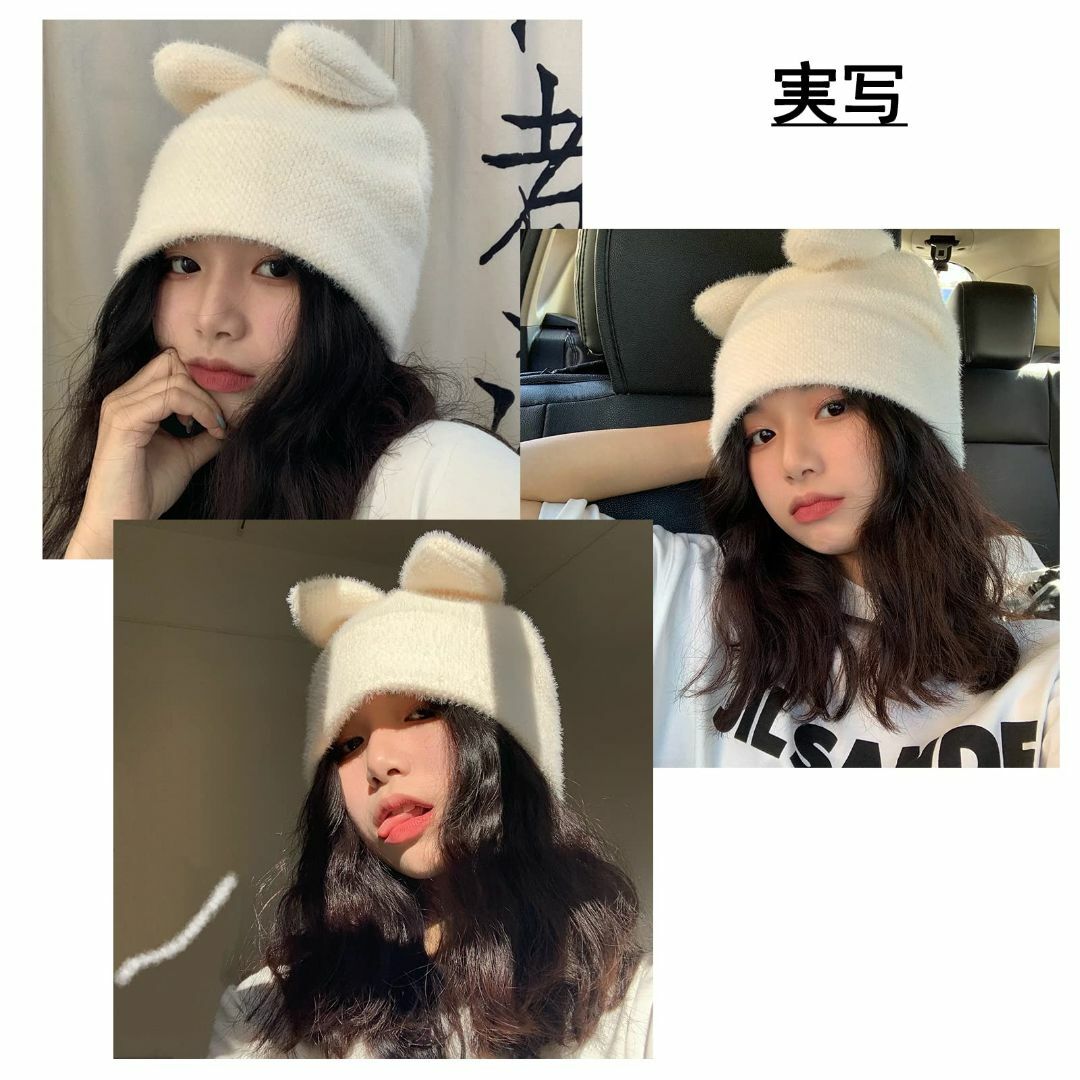 【色: TB】[SongGelon] 冬の帽子 ウサギ 毛皮 帽子 レディース