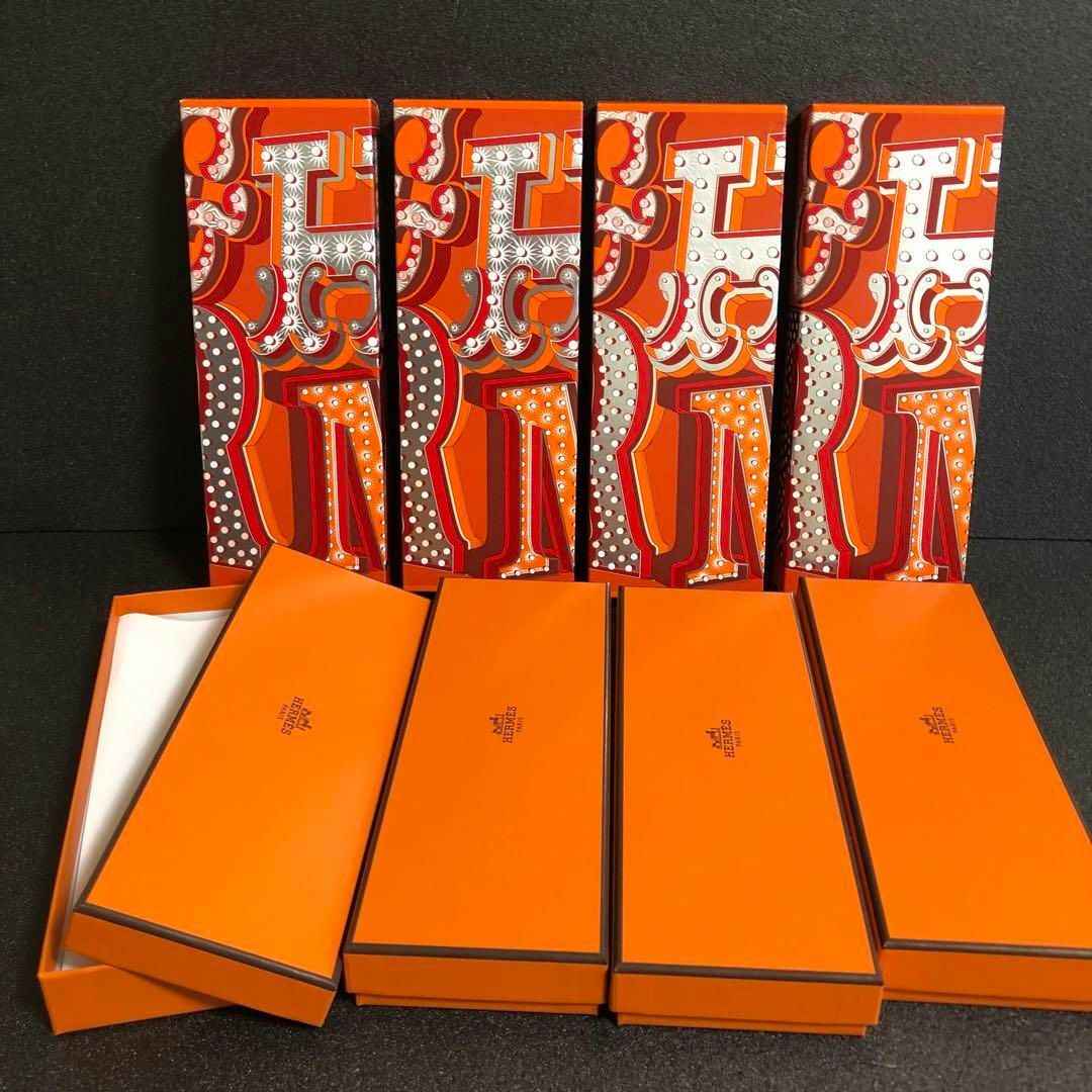 エルメス 空き箱 二重 箱 長方形 細長い オレンジ 薄紙 4セット ショッパー | フリマアプリ ラクマ