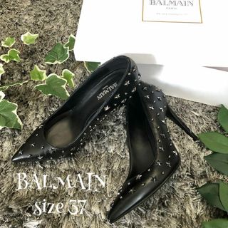 バルマン(BALMAIN)のバルマン BALMAIN パンプス ブラック スタッズ サイズ24cm 美品(ハイヒール/パンプス)