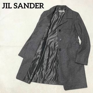 ジルサンダー(Jil Sander)の634 JIL SANDER チェスターコート グレー ウール シルク混 34(チェスターコート)